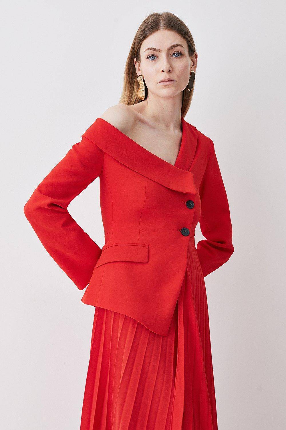 KarenMillen Robe midi asymétrique plissée en crêpe pour petites