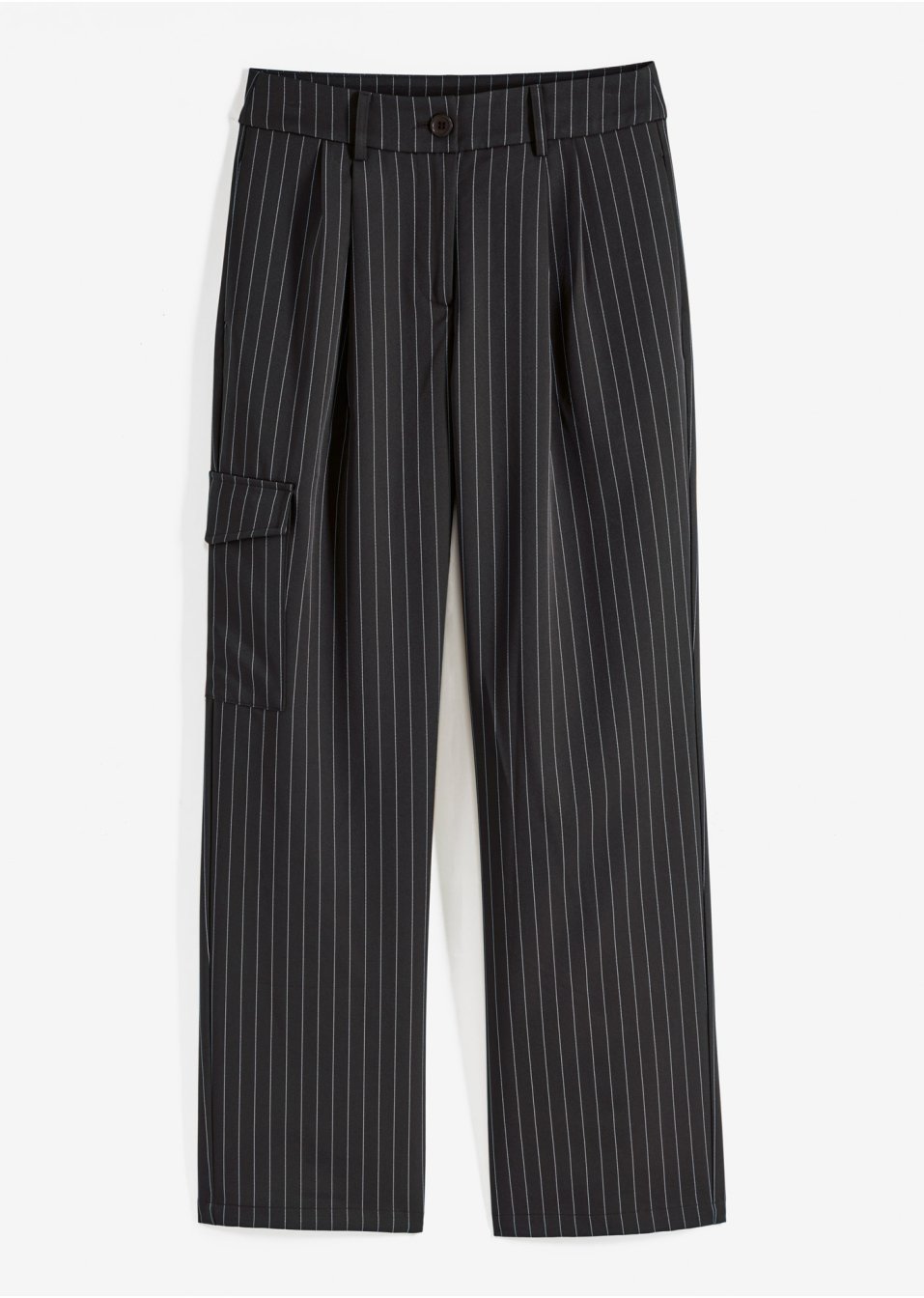 Pantalon cargo à fines rayures