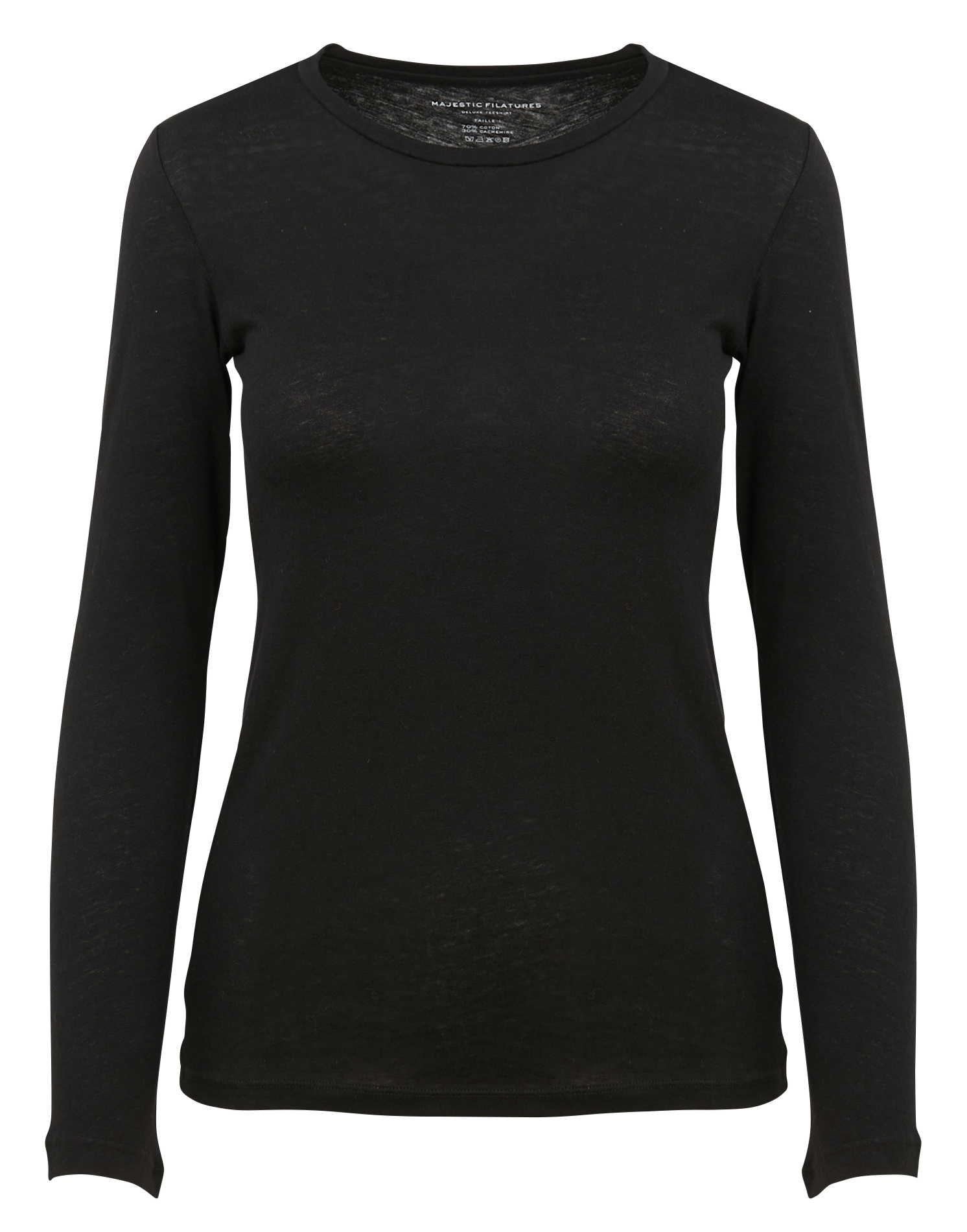 Tee-shirt col rond en coton et cachemire mélangé | Noir