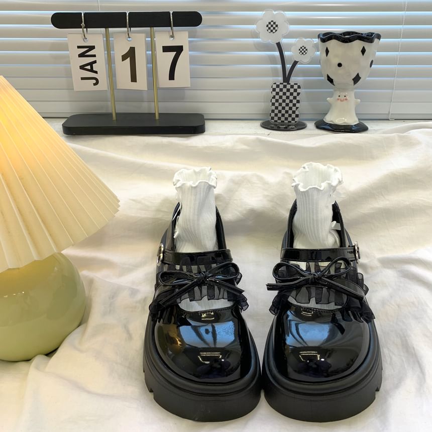 DURAC - Mary Jane-schoenen met imitatieleren plateauzool