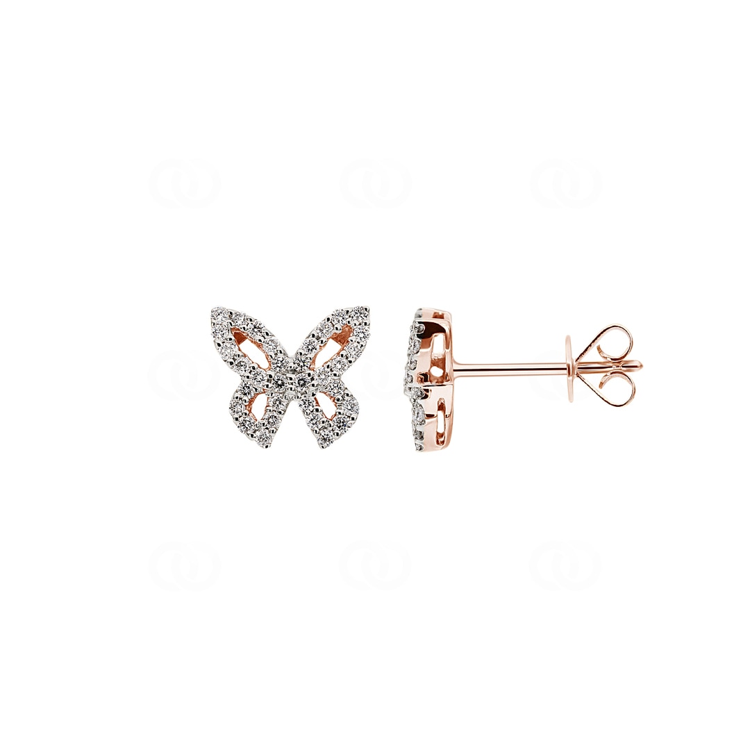 Ohrstecker 750/18 K Roségold Schmetterlinge mit Diamanten 0.25 ct H/si