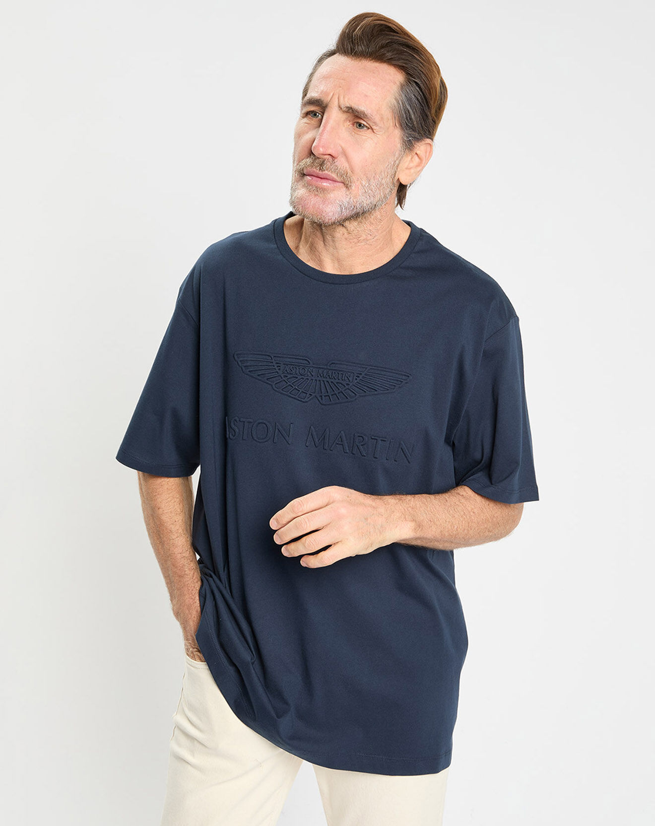 Hackett London T-Shirt Regular Fit Aston Martin Racing embossé bleu marine
