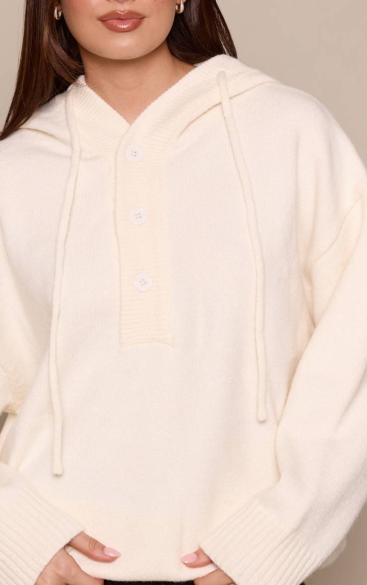 Crème Sweat À Casynthétiqueche Oversize En Maille Avec Détails Boutonnés