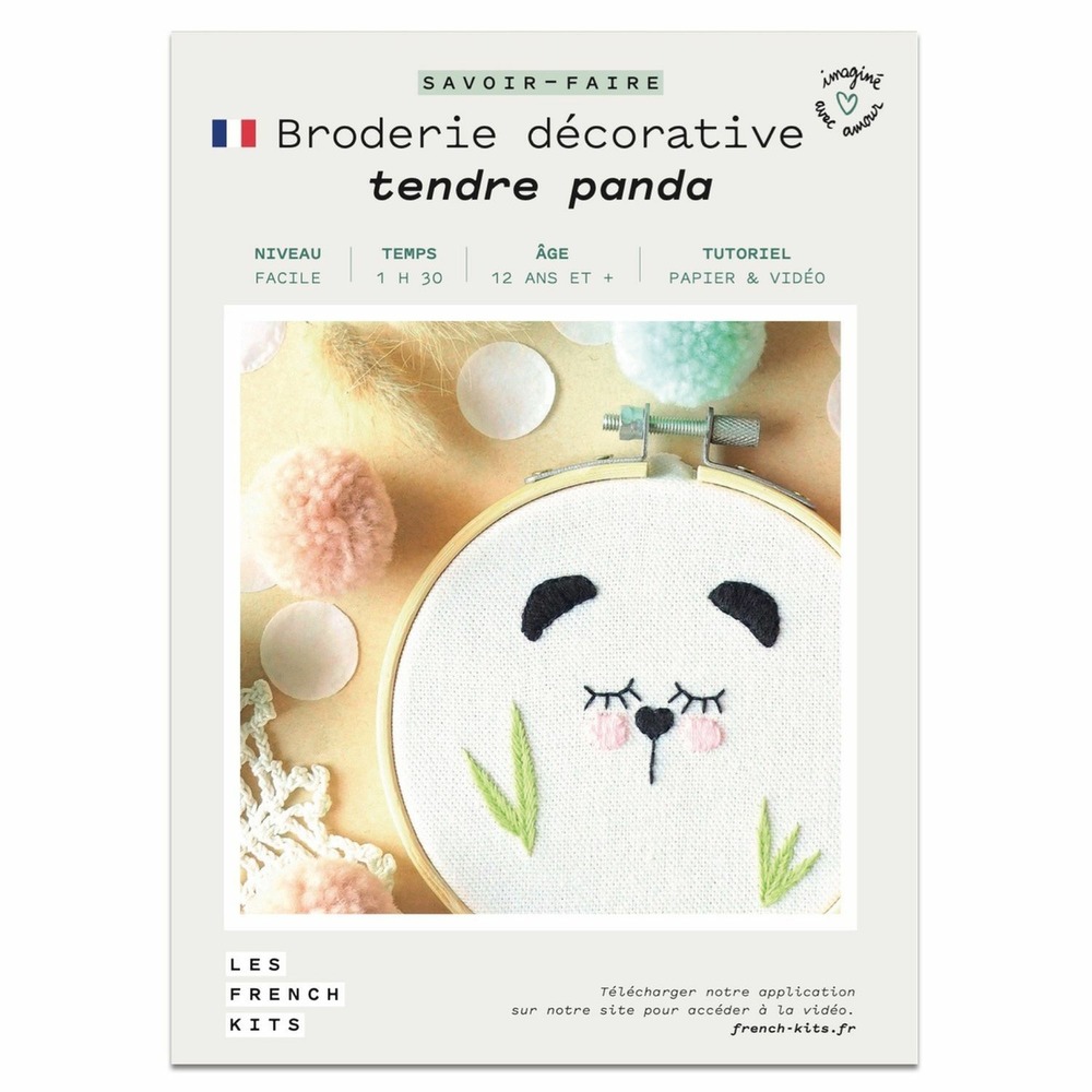 Coffret diy - broderie décorative - tendre panda