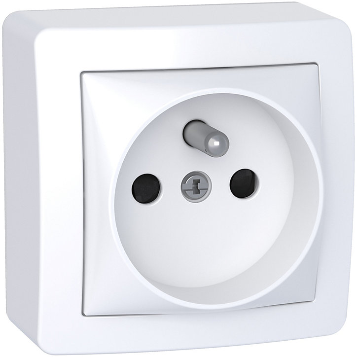 Prise avec terre complète saillie Schneider Electric Alréa blanc