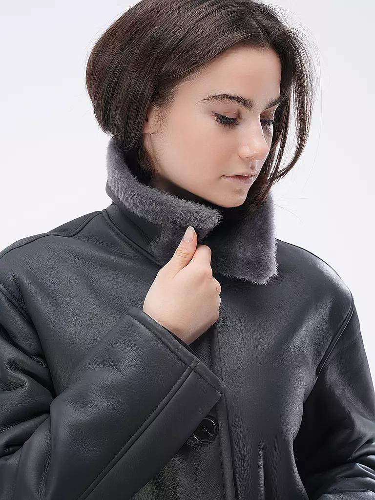OFFICINE GENERALE Shearlingjacke  LAURENCE grau