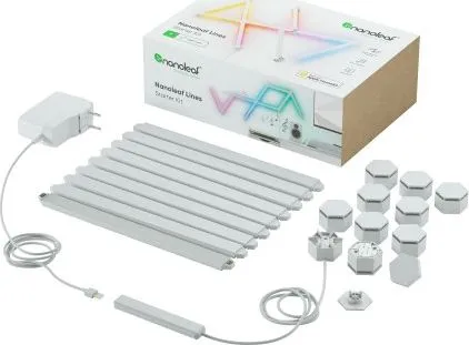 Nanoleaf Lines Starter Kit - Trådløst belysningssæt - LED x 9 - 2 W - klasse G - RGBW-lys - 1200-6500 K