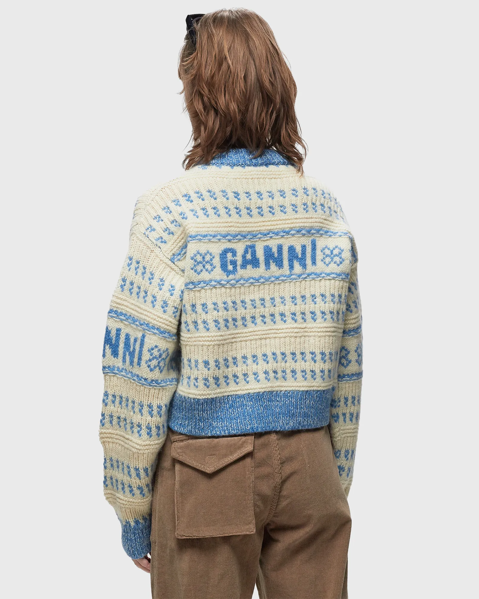 Ganni Graphic Lambswool Cropped O-neck