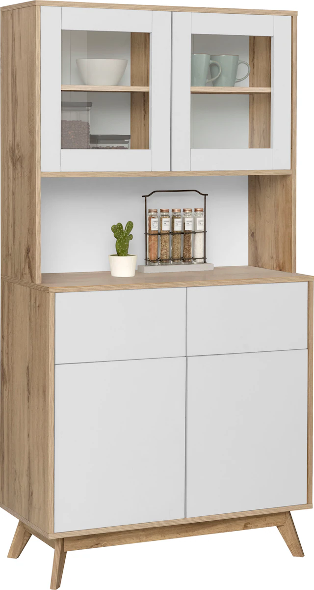 Home affaire Buffet »Skandi« 2 Glastüren, 2 Holztüren und 2 Schubkasten, Breite 84cm, Höhe 165cm