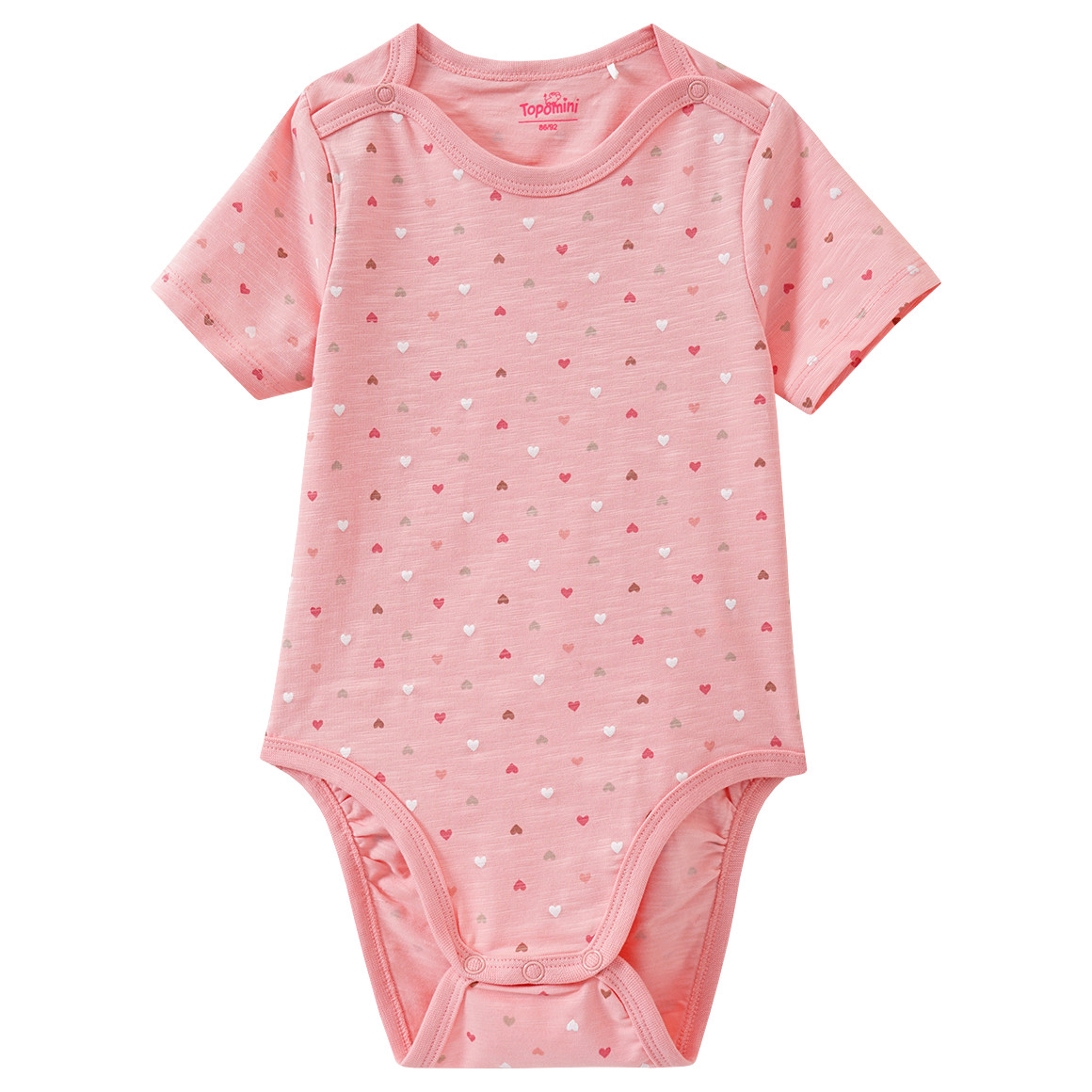 Topomini 2 Baby Bodys mit Bio-Baumwolle cremeweiss / rosa