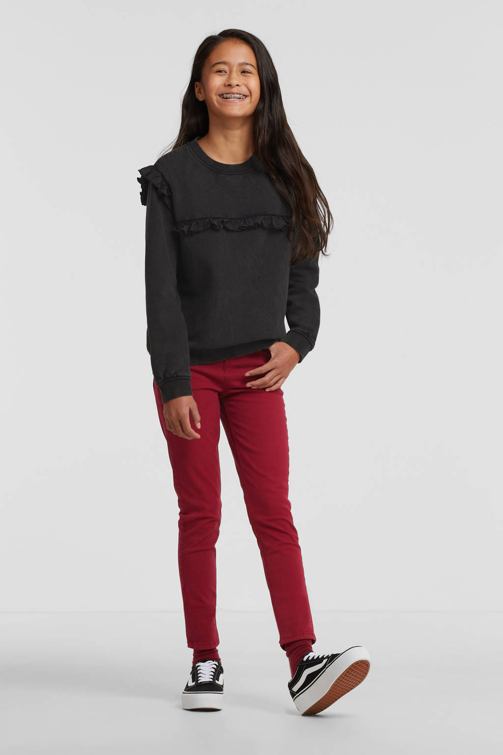 anytime skinny jeans donkerrood