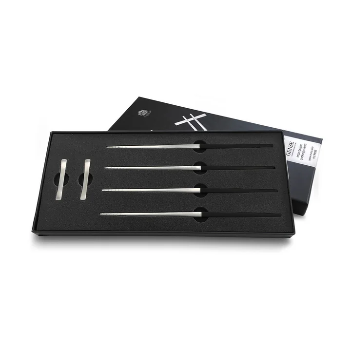 Gense - Focus de Luxe Essstäbchen, 23 cm, schwarz / matter Stahl (6-tlg.)
