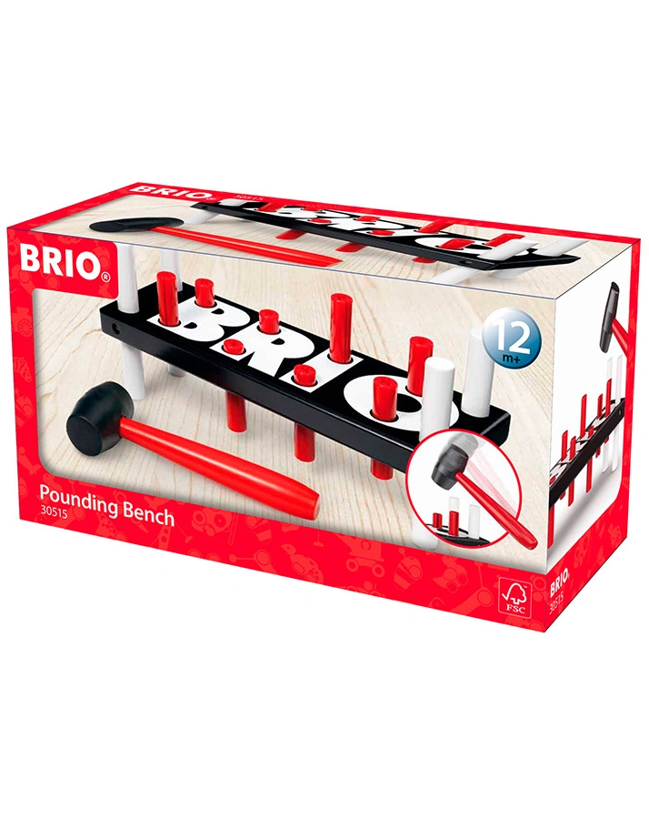 Holz-Spielzeug KLOPFBANK 10-teilig in schwarz/rot