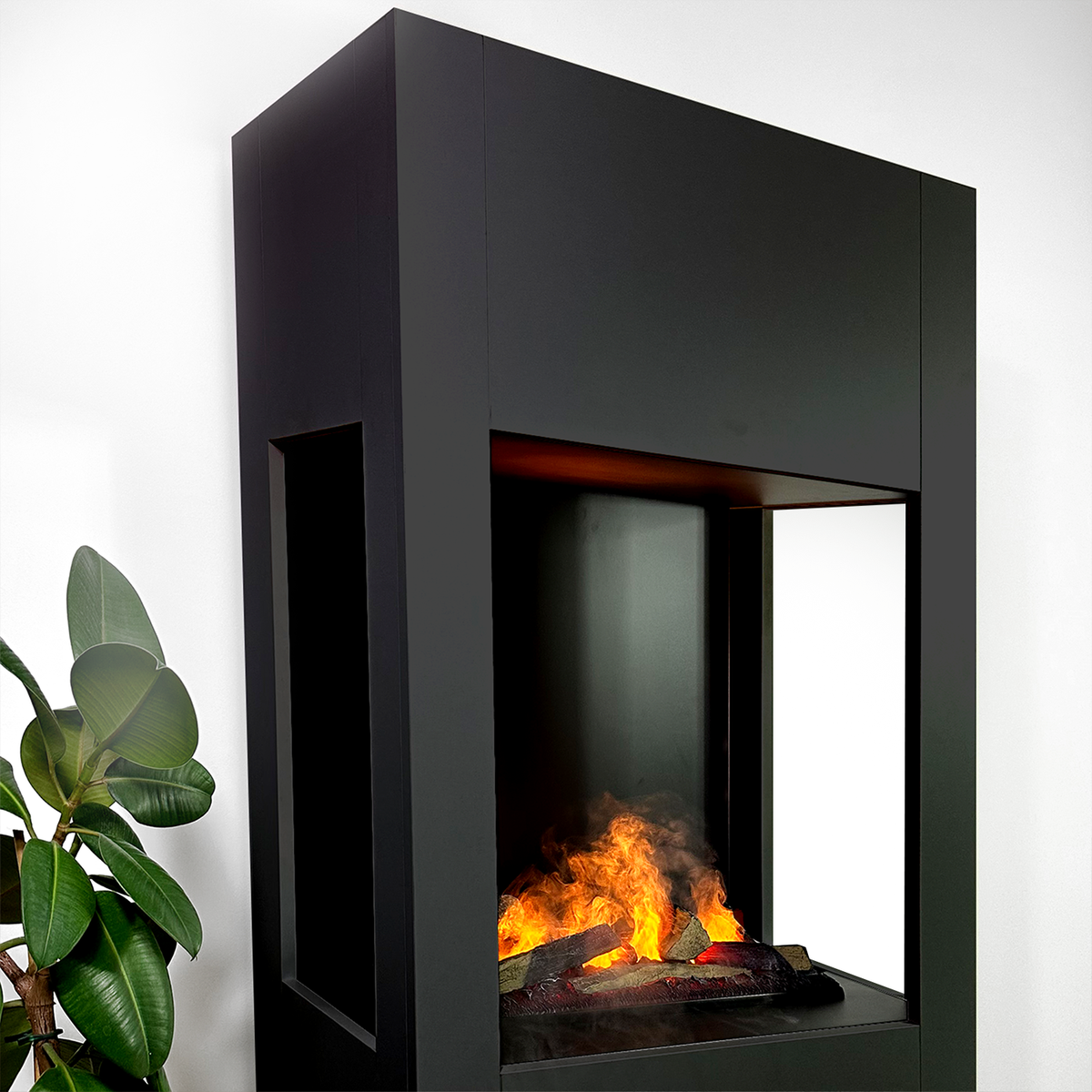 GLOW FIRE Elektrische haard 'Böll' | Waterdamphaard met OMC 600 inclusief zwart hout als roomdivider | HxBxD: 145x54x44 cm