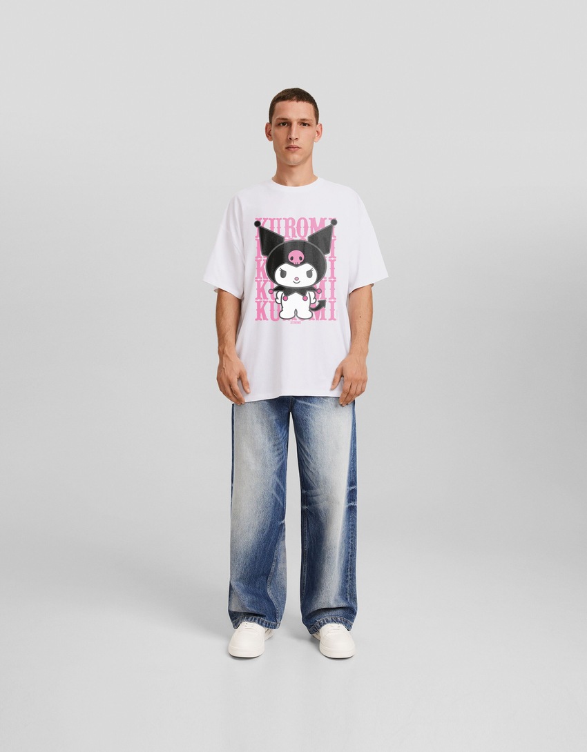Camiseta oversized de manga curta com estampa Kuromi