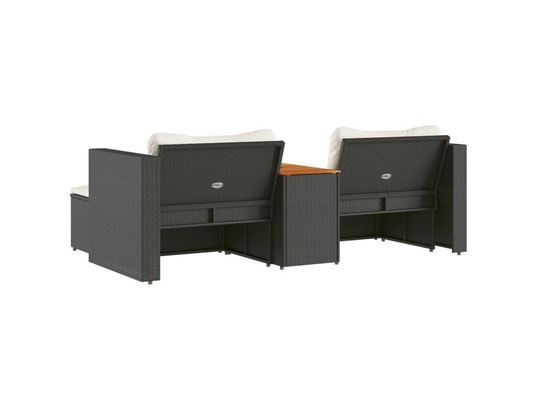 VIDAXL - Canapé Salon de jardin 5 pcs avec coussins noir résine tressée acac...