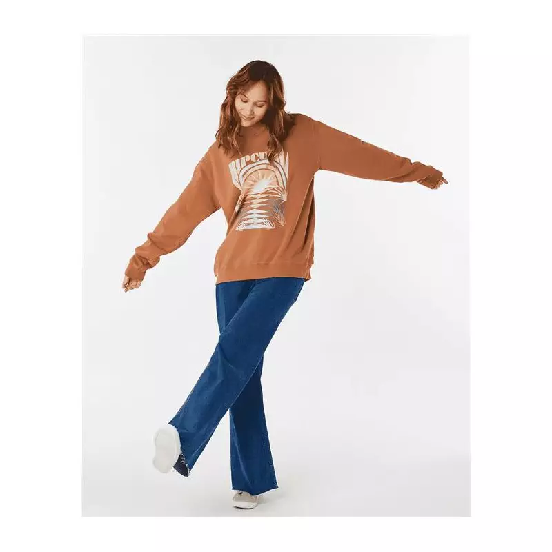 Sweat femme RIPCURL Glow Relaxed Crew Light Brown S