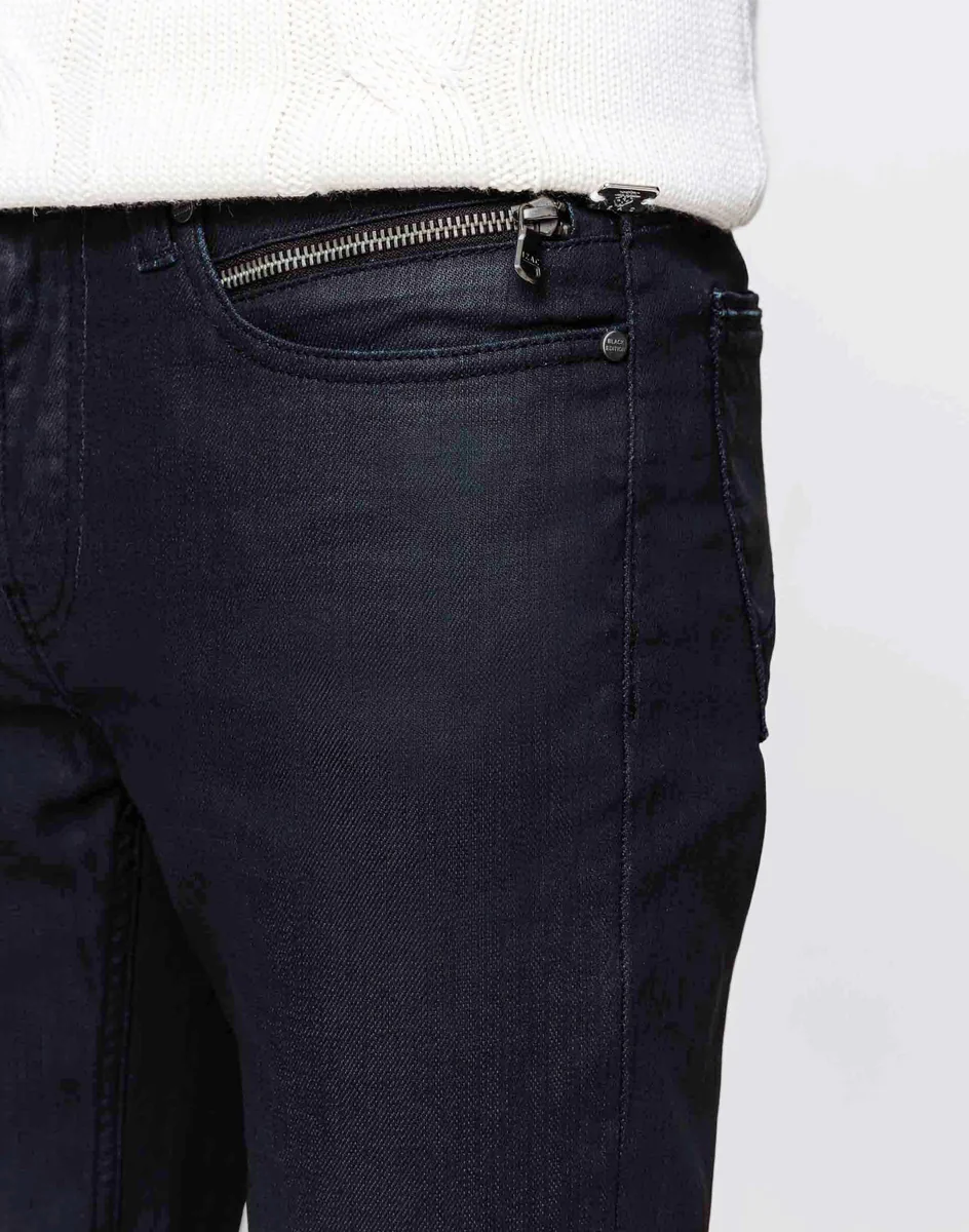 Jean slim enduit marine