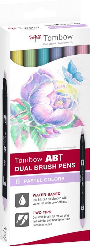 Set Viltstiften Tombow ABT Dual Multicolour 6 Onderdelen