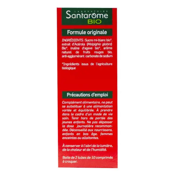 Santarome Orgânico - Acerola Orgânica 1000 - Vitamina C Natural - 20 Comprimidos Mastigáveis