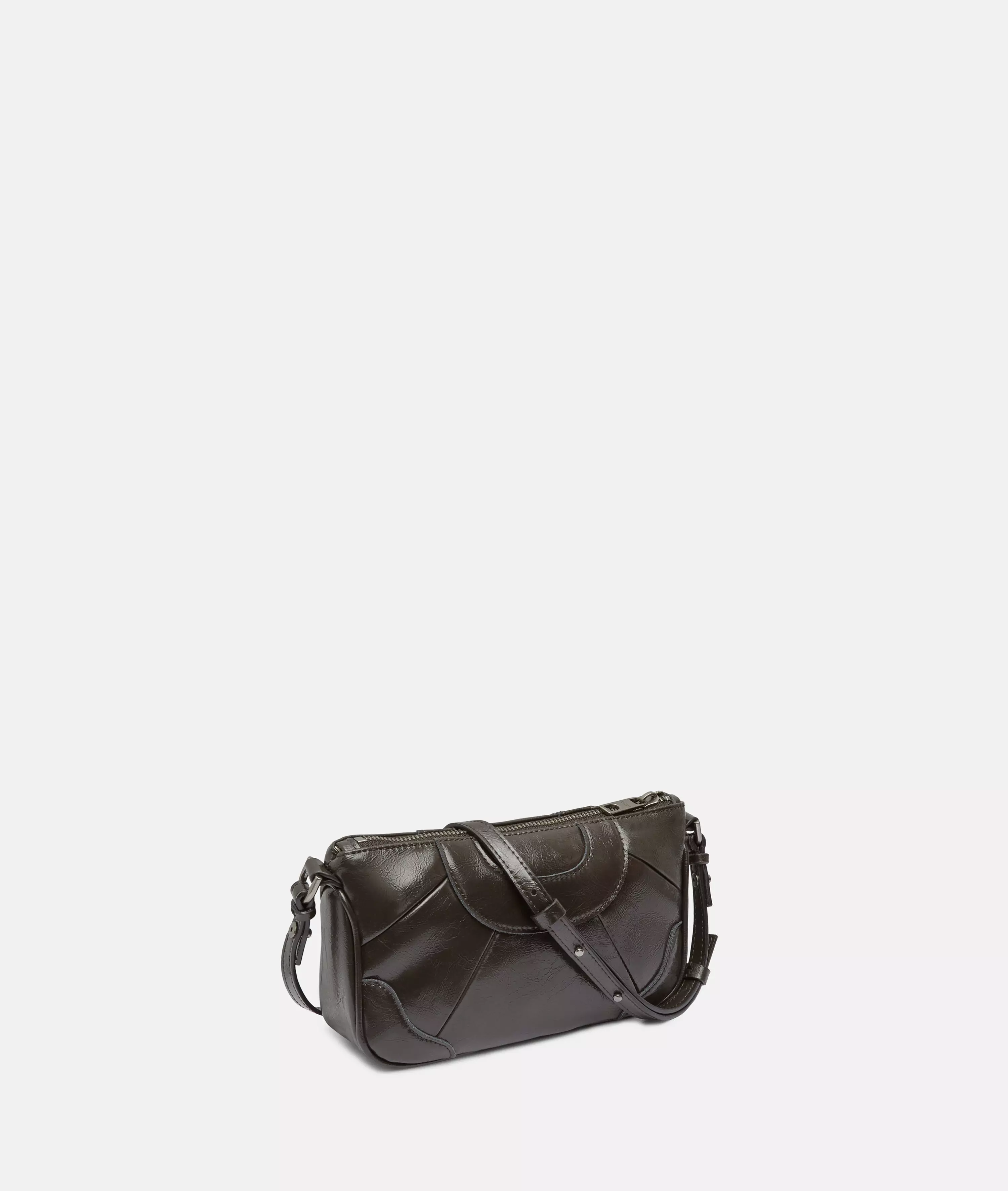 Crossbody Small shoulder bag made from recycled leather with a glossy finish
