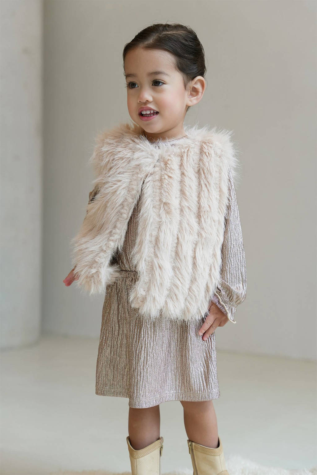 Like Flo imitatiebont gilet Grace taupe