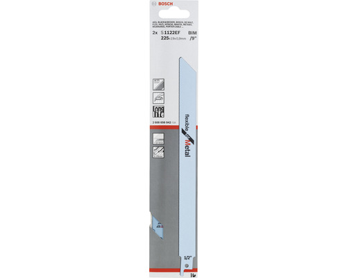 Reciprozaagblad Bosch S 1122 EF, Flexibel voor Metaal, verpakking van 2