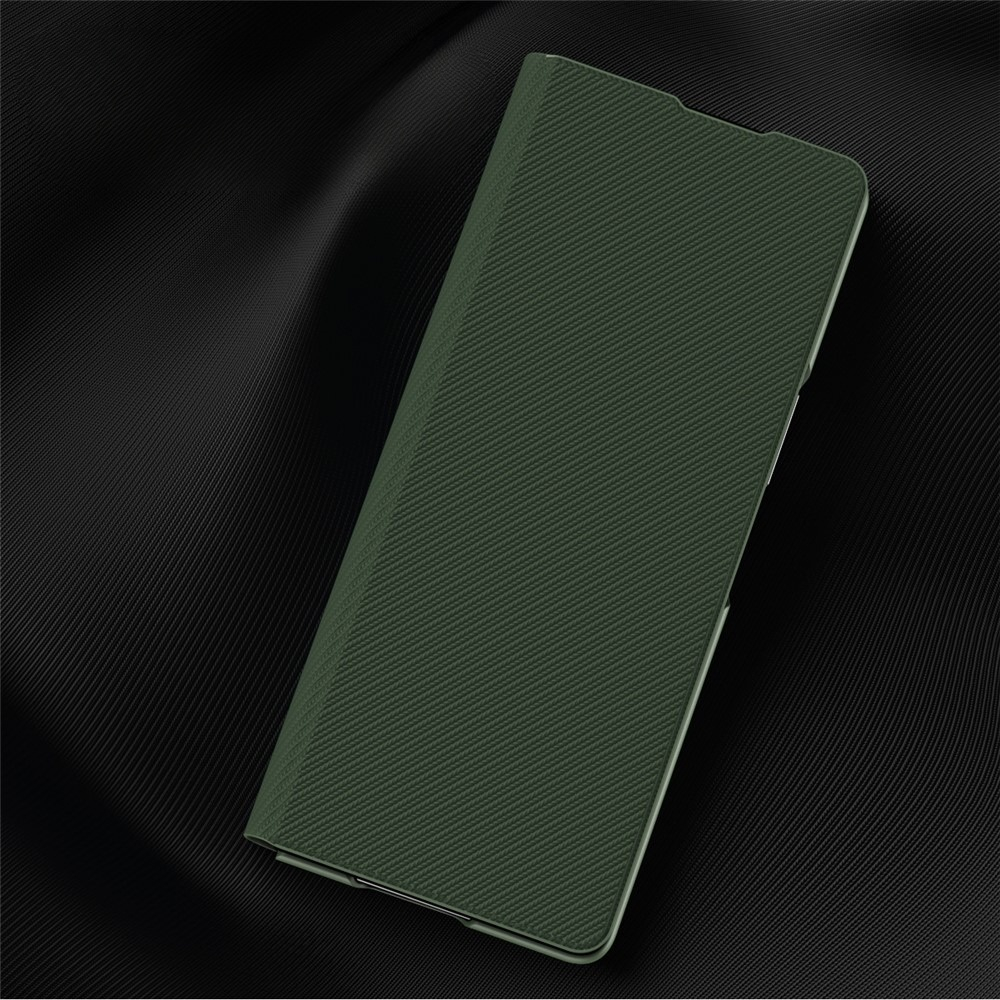 Samsung Galaxy Z Fold7 Leder Tasche Flip Cover Kevlar Look - Grün