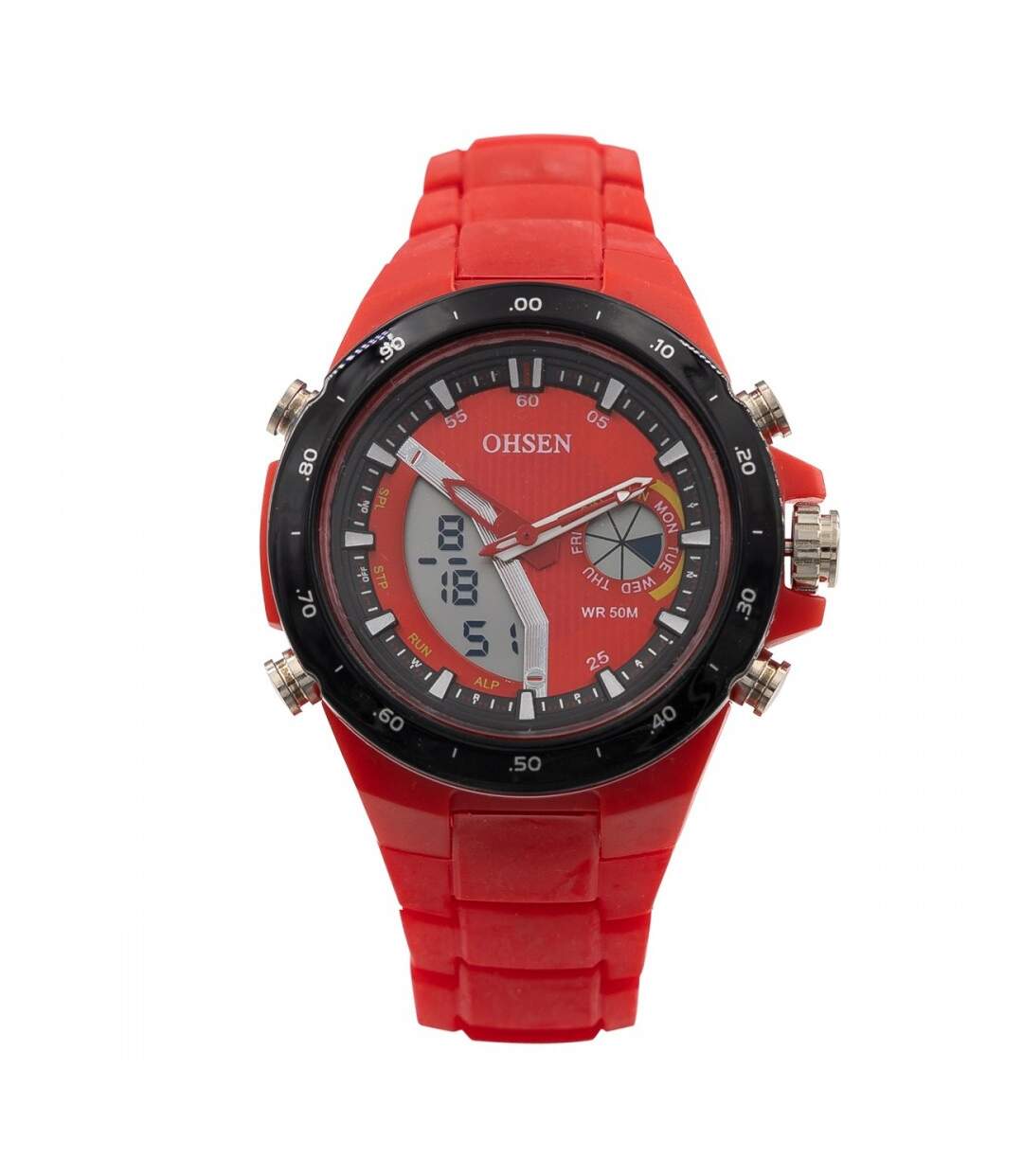 Montre d'Homme Plastique Rouge Double-Affichage CHTIME