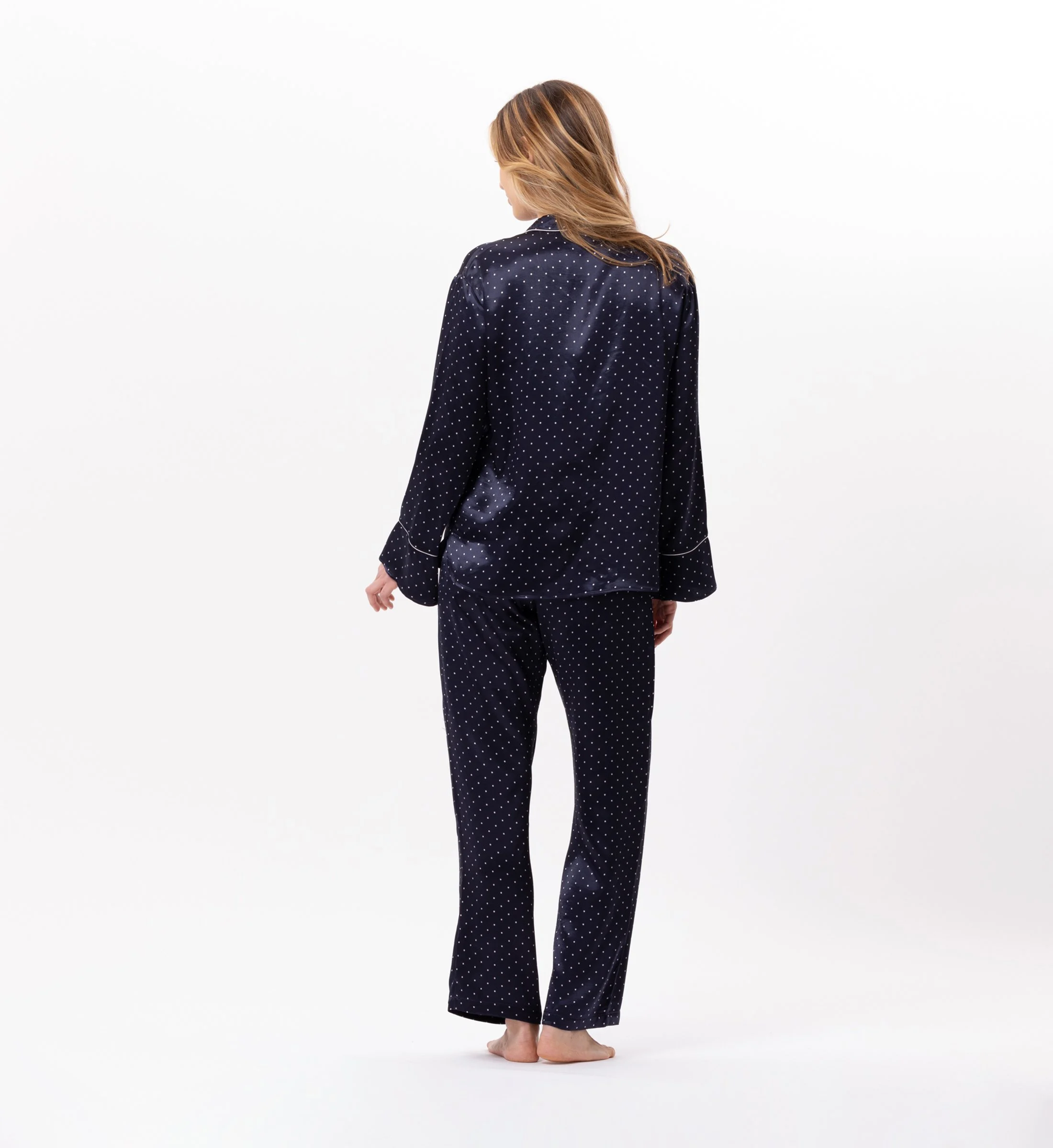 Pyjama boutonné en viscose | Bleu