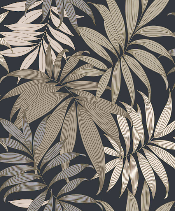 Papier peint expansé Grandeco Vogue noir et or