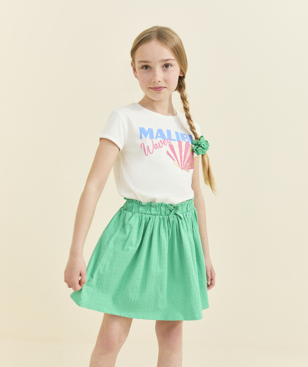 jupe fille en coton bio verte