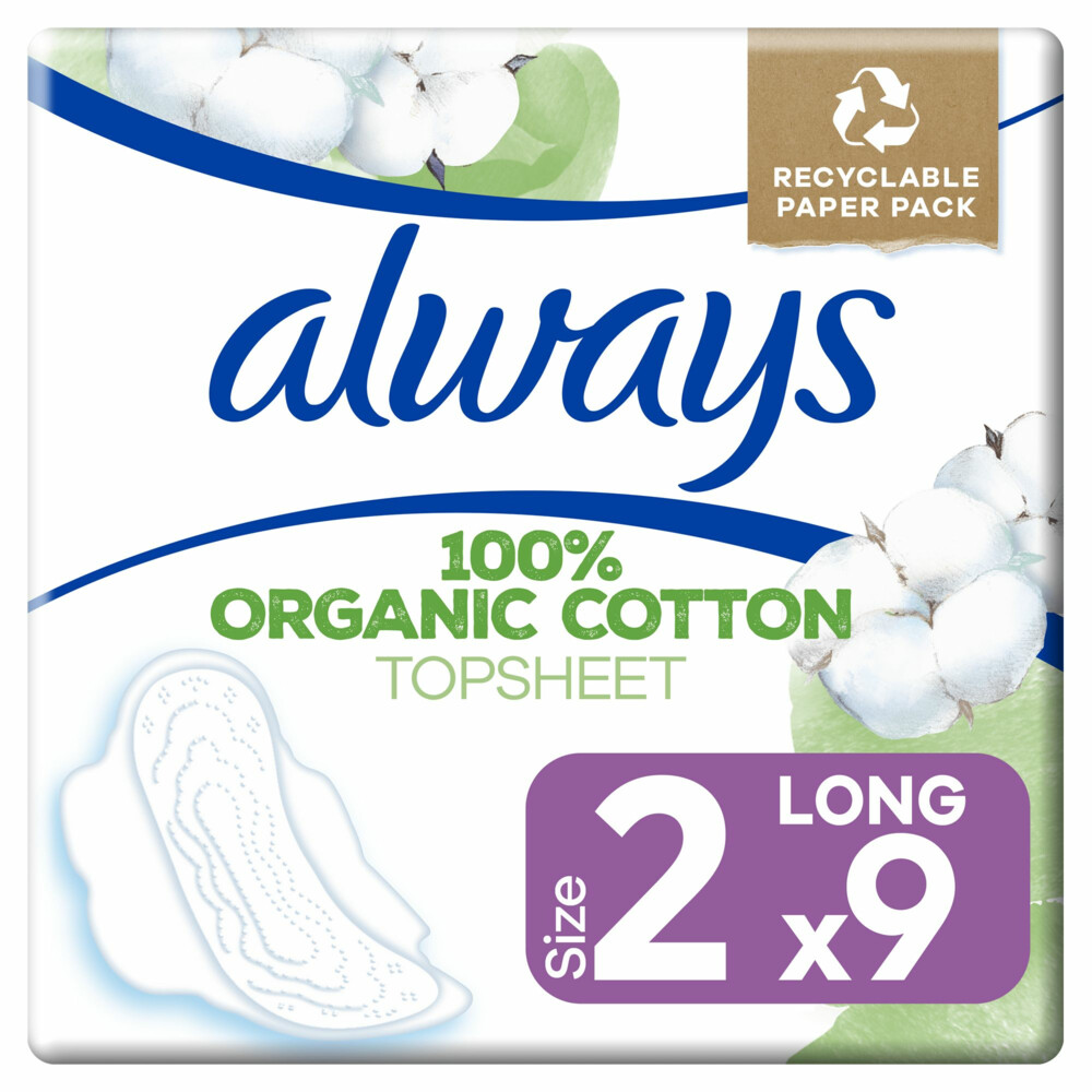 Always Maandverband Bio Cotton Protection Ultra Long met Vleugels9 stuks