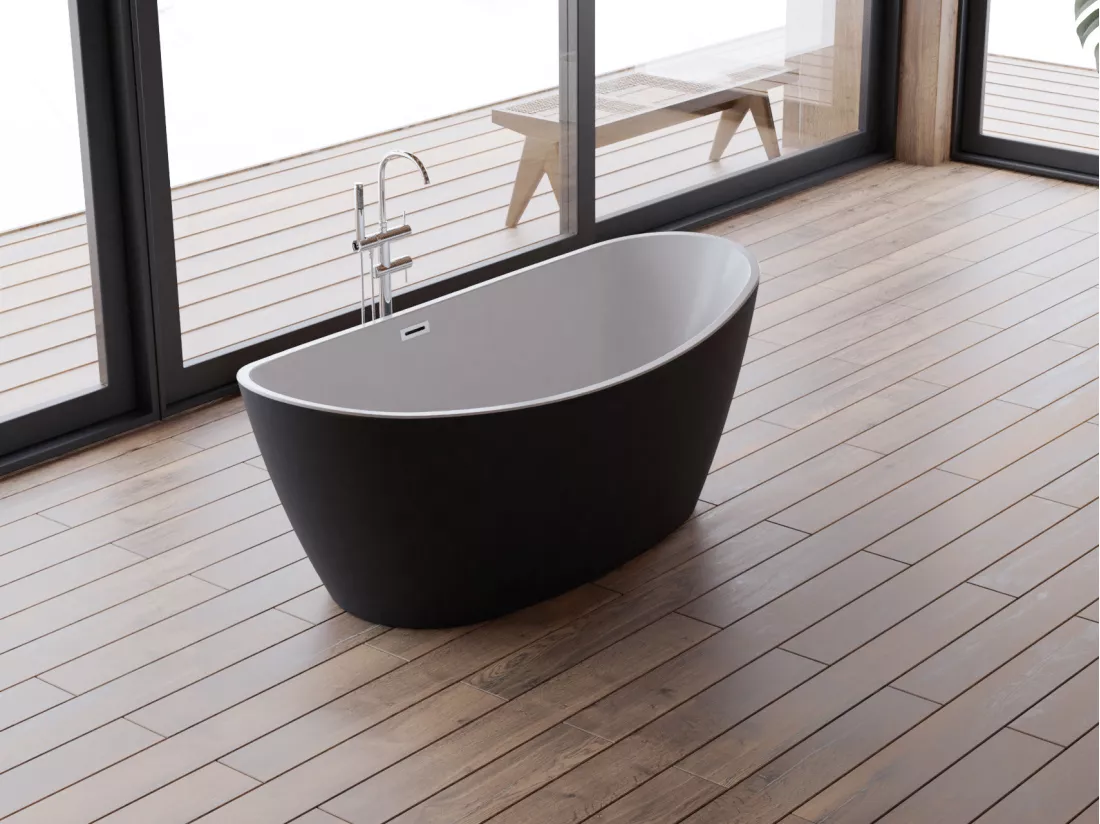 Baignoire îlot ovale NEROON 2.0 NOIRE L. 170 x l. 80 cm, by SPALINA