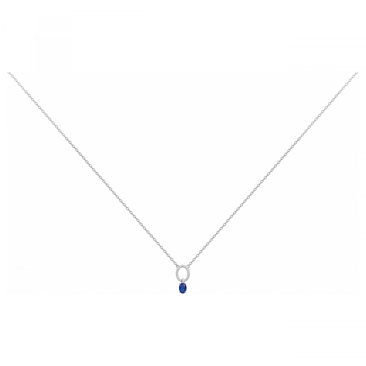 Collier mono-motif en Argent avec spinelle bleu saphir