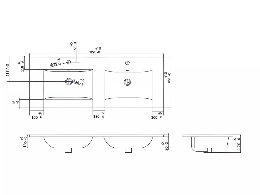 Meuble de salle de bain suspendu strié avec vasque à encastrer - Noir - 120 cm - ZEVARA