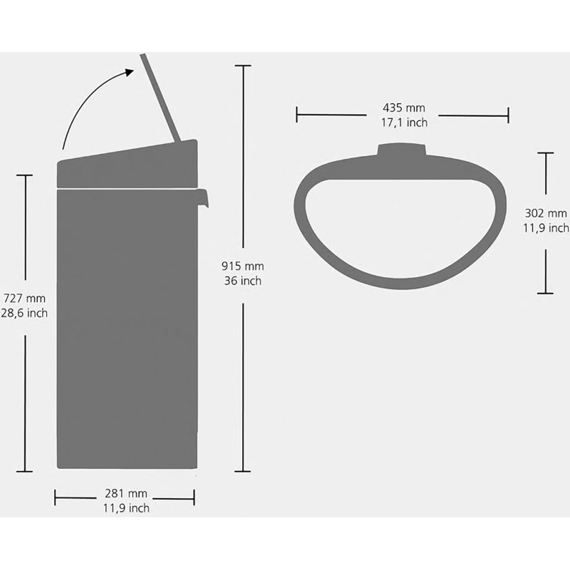 Poubelle 40 litres Brabantia Touch Bin, ovale