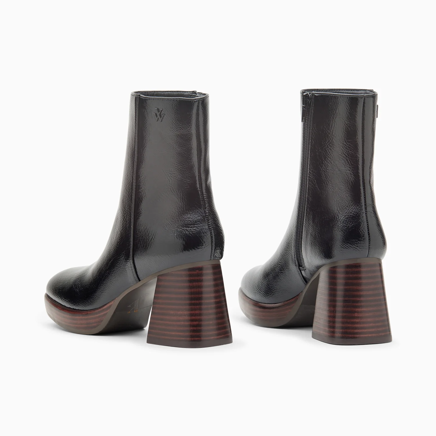 Bottines-Bottines Marina noires à plateforme et talon bois