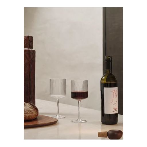 ferm LIVING Ripple 2-pak Rødvinsglas, Clear, 32,5 cl
