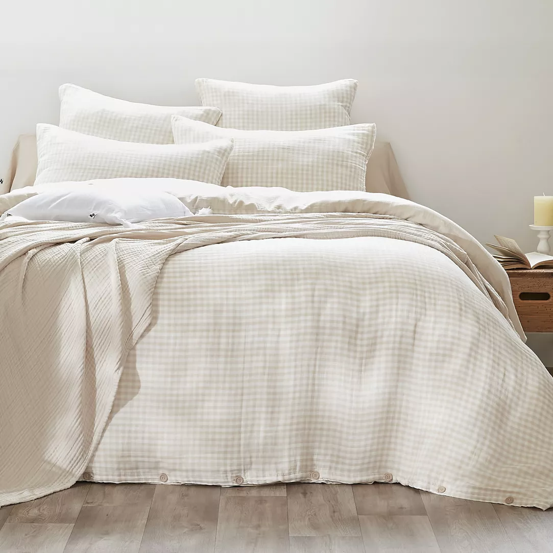 Housse de couette gaze de coton (260 x 240 cm) Vickie Beige