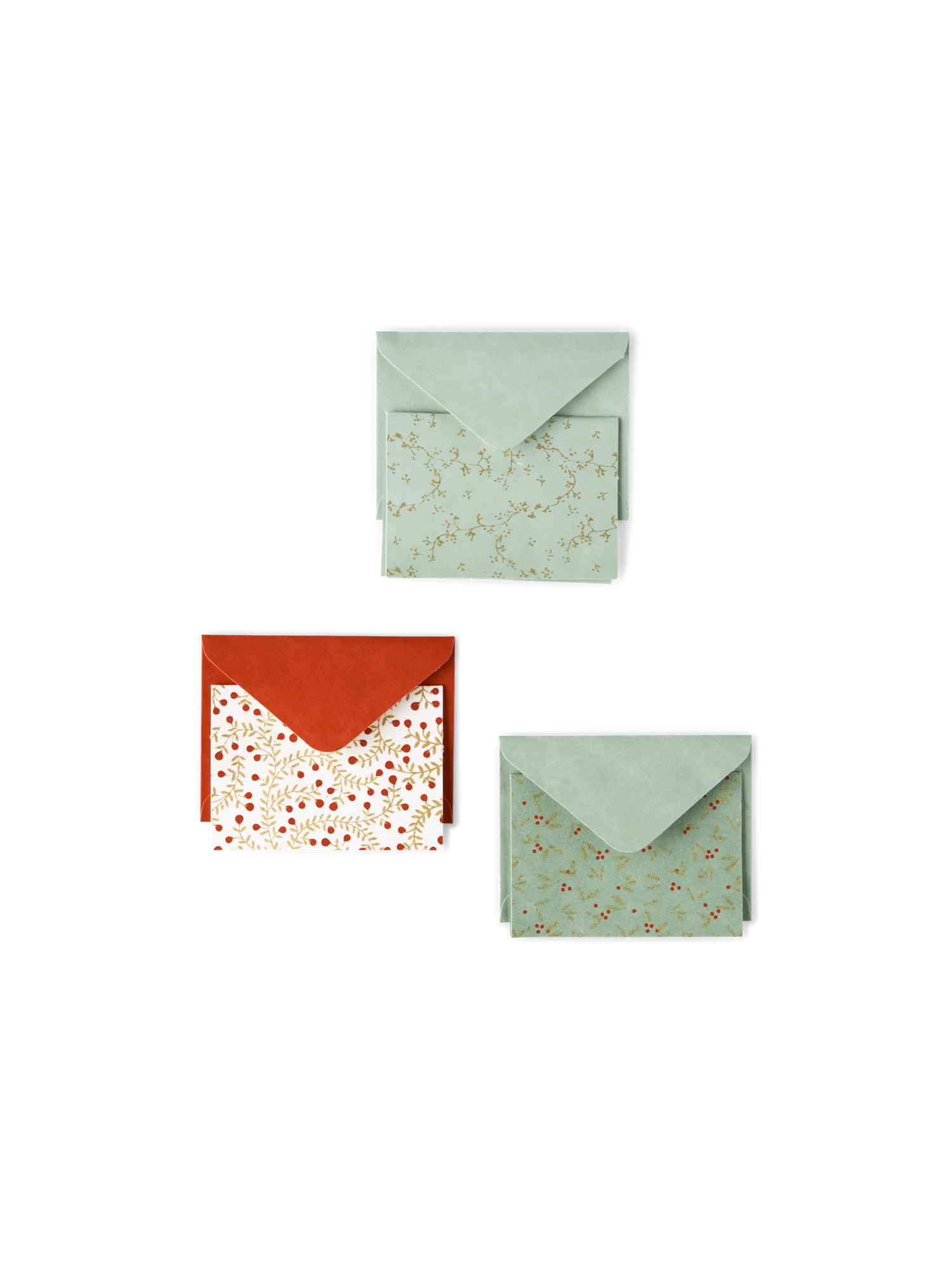 Lykønskningskort med konvolutter | Genanvendt bomuld. 8 x 11 cm. 3 kort/3 konvolutter.  | Multi