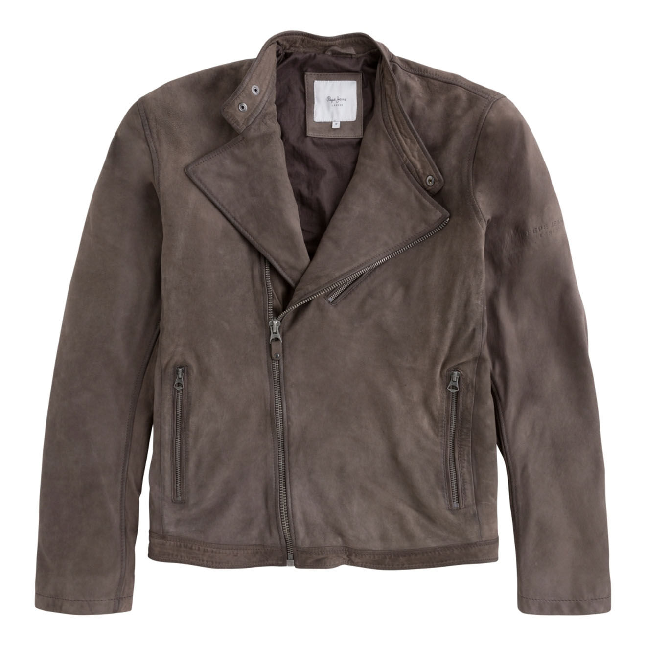 Pepe Jeans Blouson en Velours de Cuir de Chèvre Goodman gris foncé