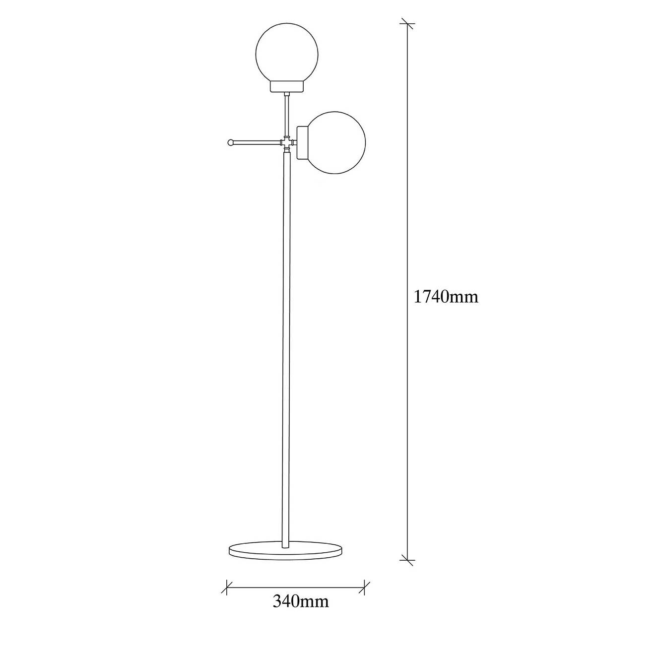 Sheen Lampadaire Mudoni doré - 34x15x174 cm
