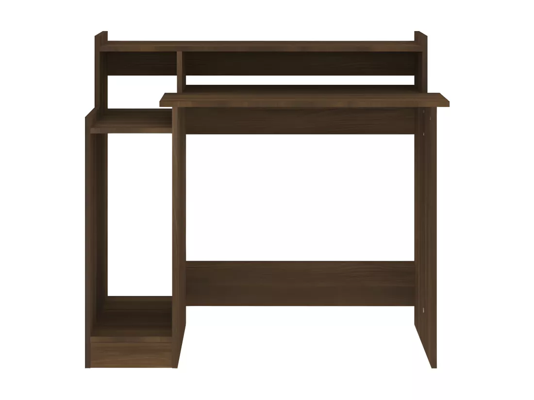 Bureau et lumières LED Chêne brun 97x45x90 cm Bois d'ingénierie