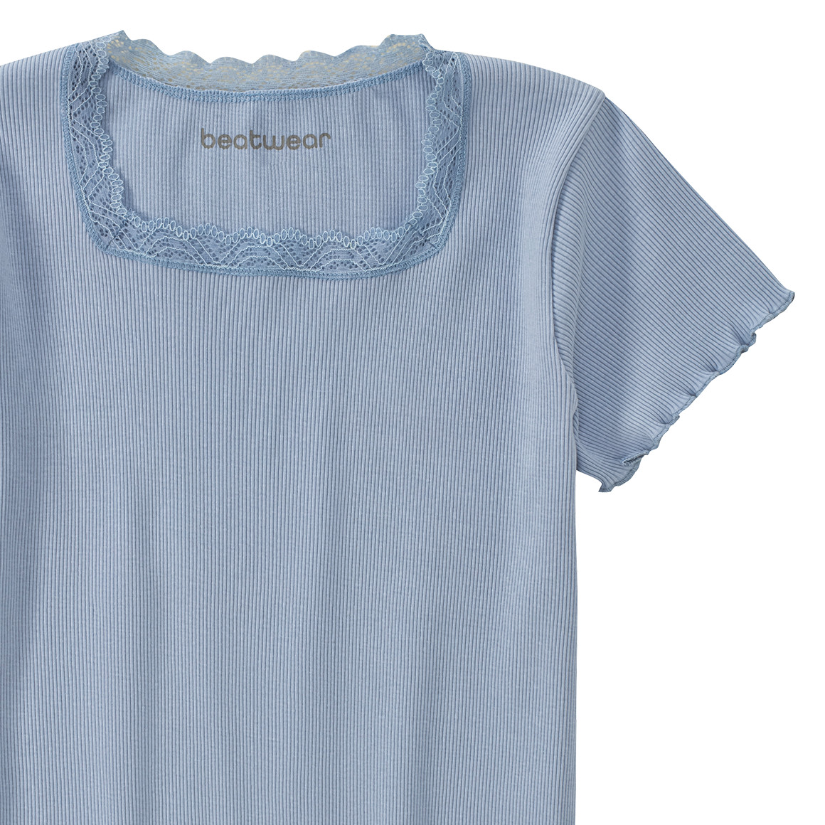 Beatwear Mädchen T-Shirt mit Spitze hellblau