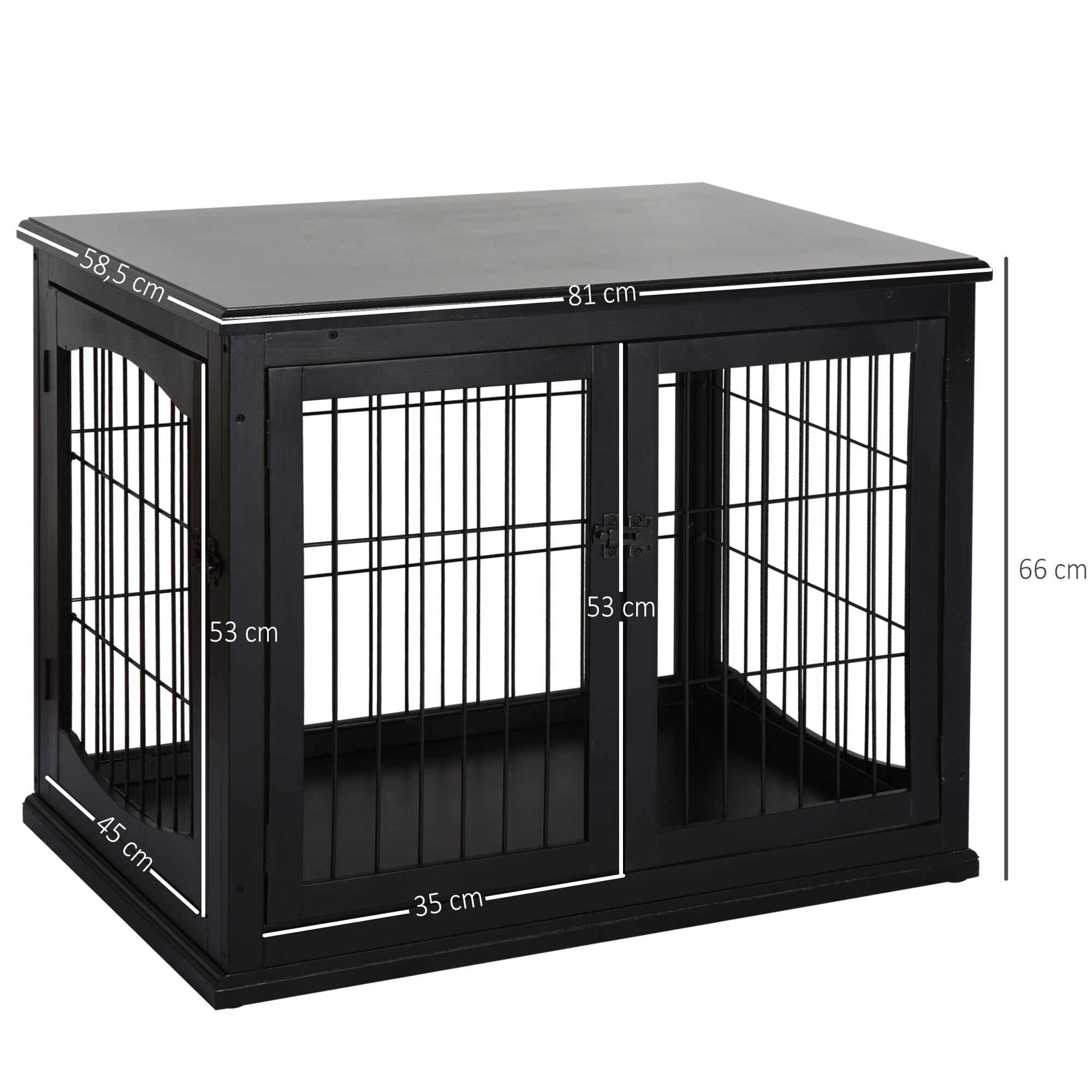 PawHut Hundekäfig mit 2 Türen 81 x 58,5 x 66 cm (BxTxH)