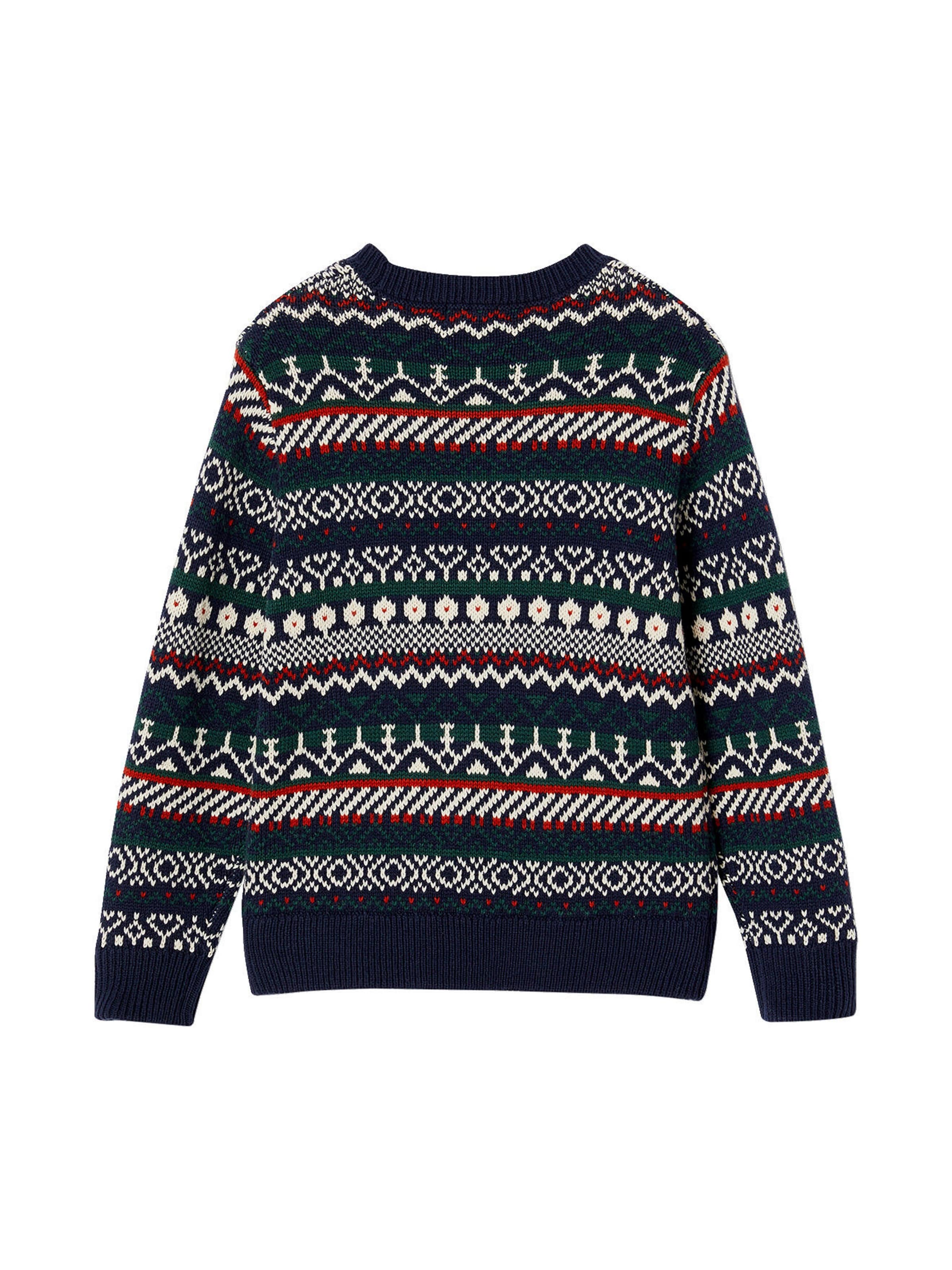 Vertbaudet Jungen Jacquard-Strickpullover mit Rundhals nachtblau