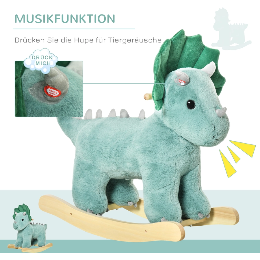 HOMCOM Schaukeltier Spielzeug, Triceratops, Wal Dunkelgrün