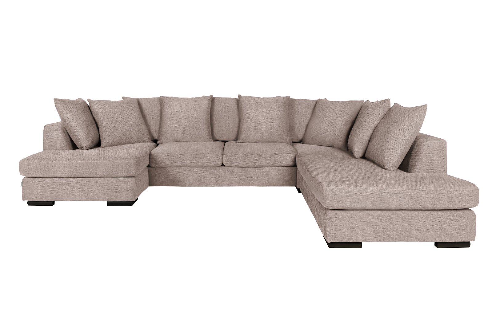 Paso Doble Night U-sofa Divan høyre, 2-seter og Åpen ende venstre, hjørne,. I tekstil Mito Desert, EU komfort med sort treben 5cm, Promotion 1