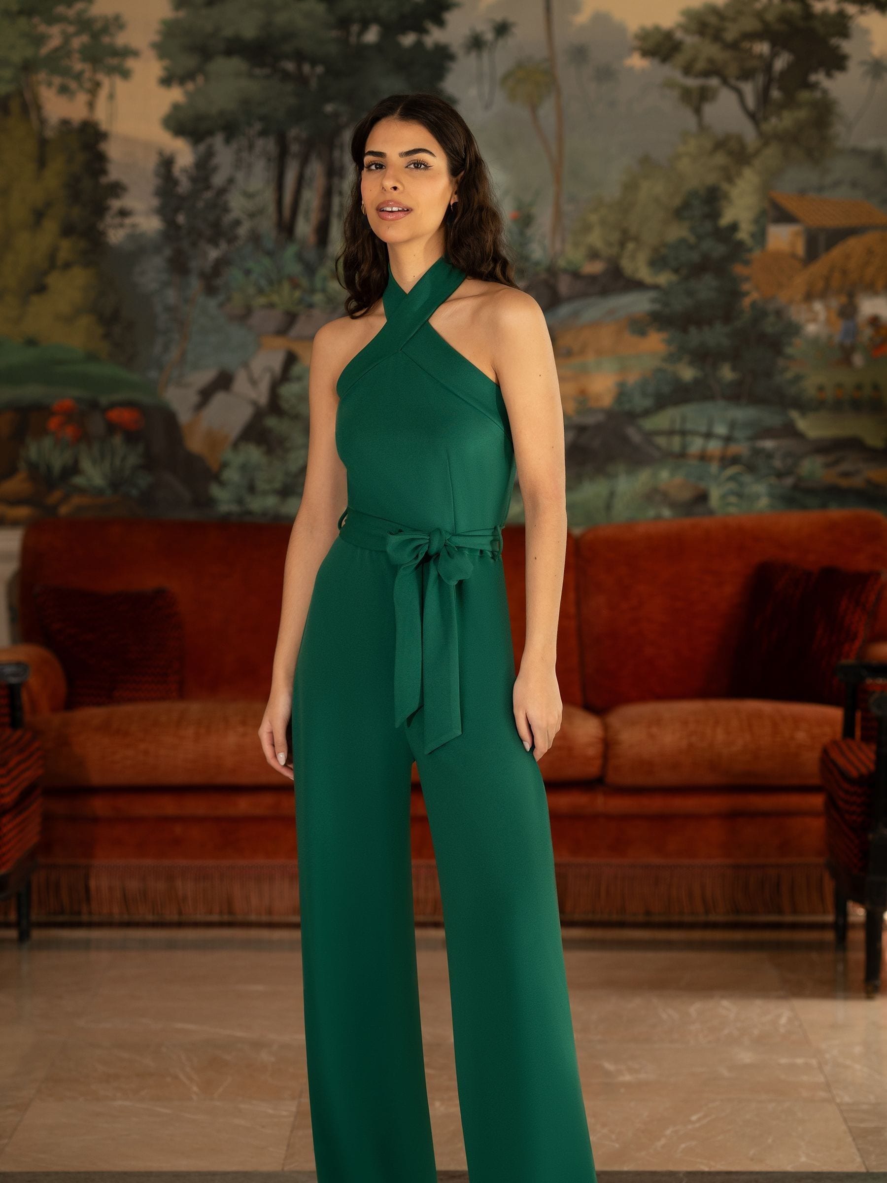 Yumi Cross Over Halter Neck Jumpsuit